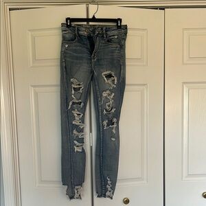 Distressed Gray Women Jeans